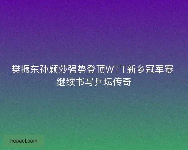 樊振东孙颖莎强势登顶WTT新乡冠军赛 继续书写乒坛传奇