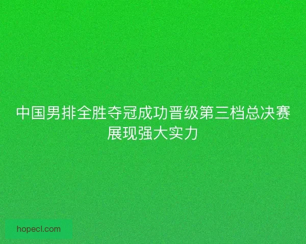 中国男排全胜夺冠成功晋级第三档总决赛展现强大实力