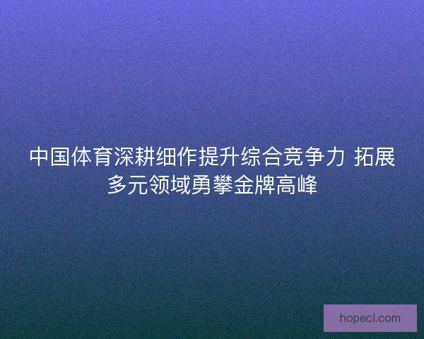 中国体育深耕细作提升综合竞争力 拓展多元领域勇攀金牌高峰