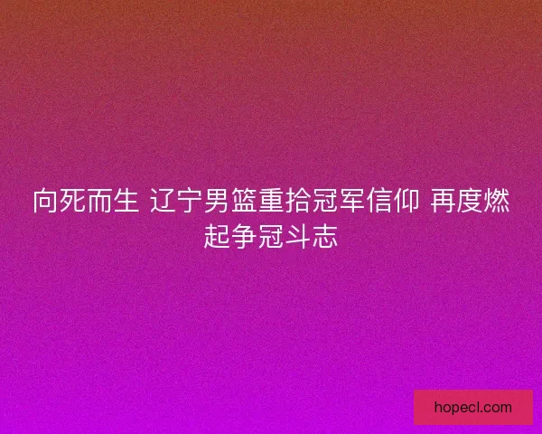 向死而生 辽宁男篮重拾冠军信仰 再度燃起争冠斗志